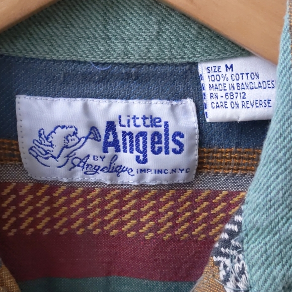 Little Angels Vintage Stripe Button Front Shirt M - Picture 4 of 4